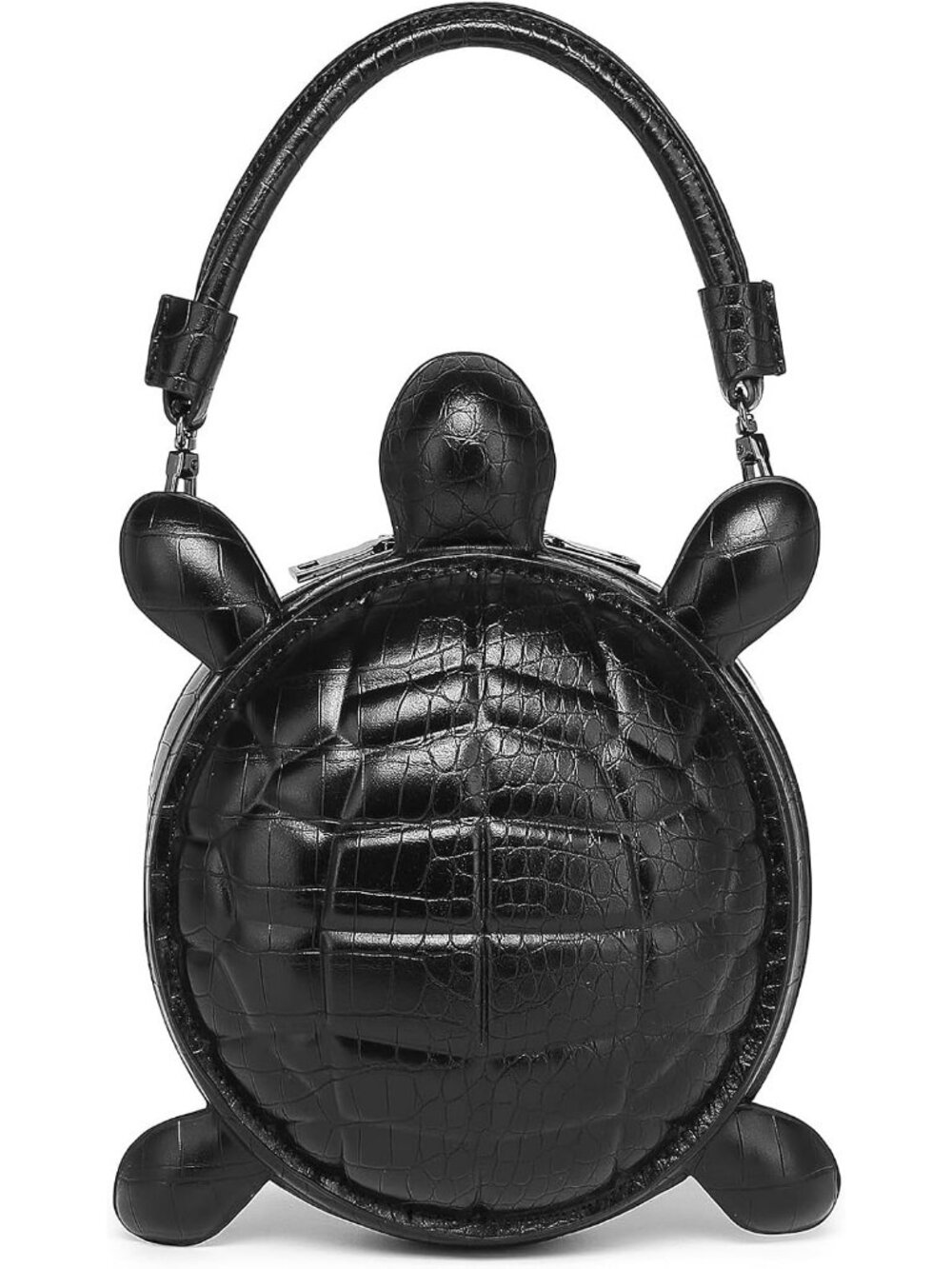 Unisex Black Pu Leather Turtle Shape Handbag Purse Removable Strap Crossbody